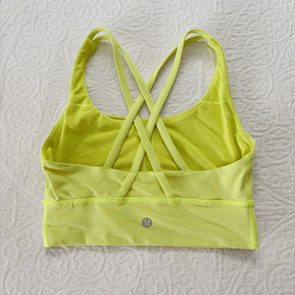 Lululemon Energy‎ Longline Bra, Electric Lemon (Medium Support, B/C) Sz 4